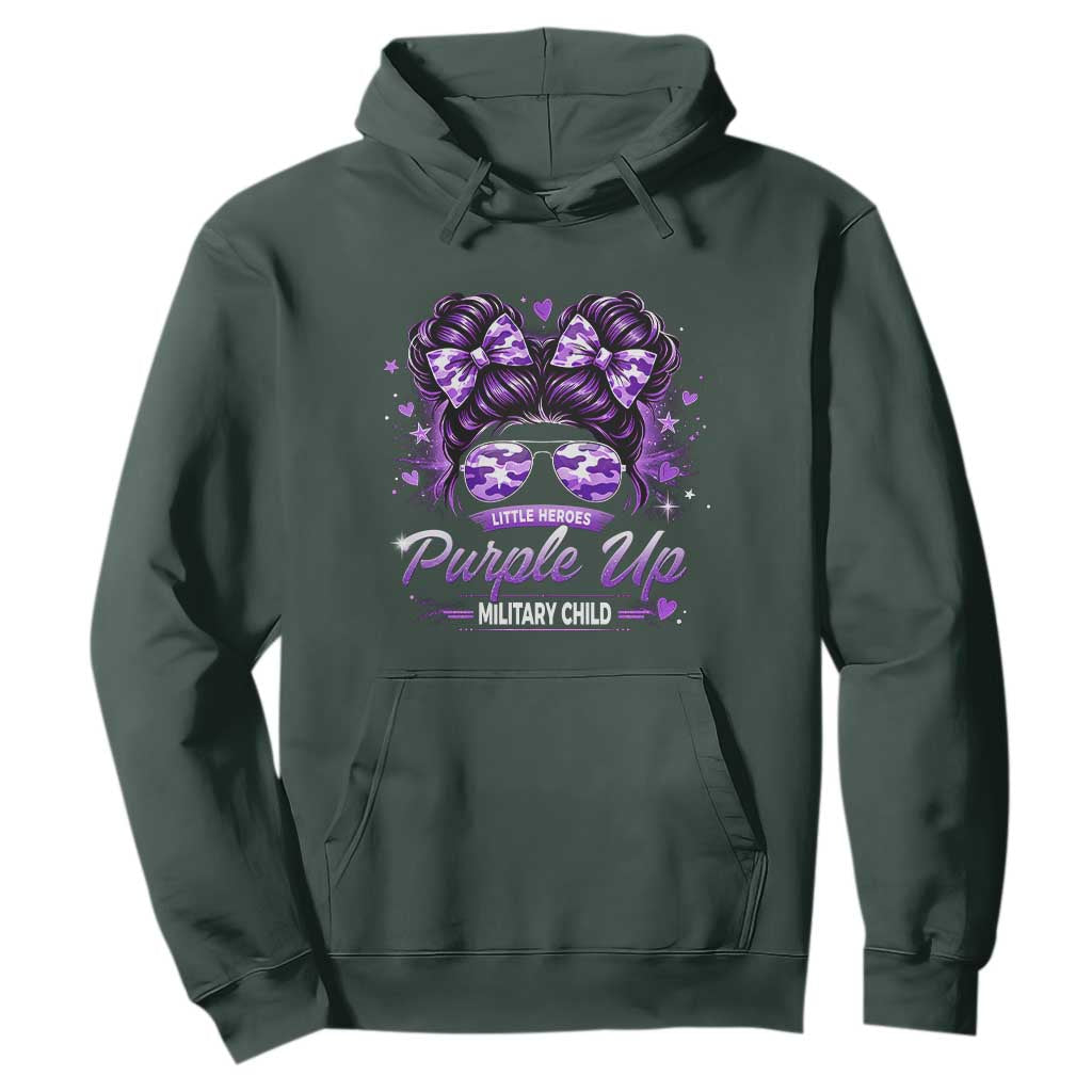 Purple Up Military Child Hoodie Camo Messy Bun Military Kid Month TS10 Dark Forest Green Print Your Wear