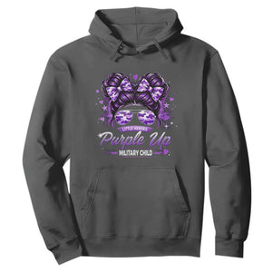 Purple Up Military Child Hoodie Camo Messy Bun Military Kid Month TS10 Dark Heather Print Your Wear
