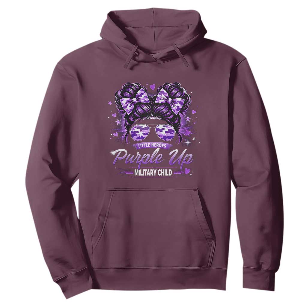 Purple Up Military Child Hoodie Camo Messy Bun Military Kid Month TS10 Maroon Print Your Wear