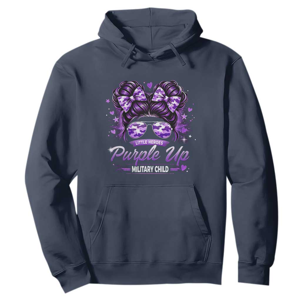 Purple Up Military Child Hoodie Camo Messy Bun Military Kid Month TS10 Navy Print Your Wear