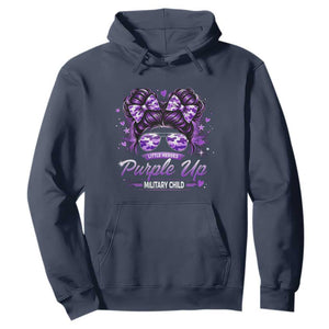 Purple Up Military Child Hoodie Camo Messy Bun Military Kid Month TS10 Navy Print Your Wear