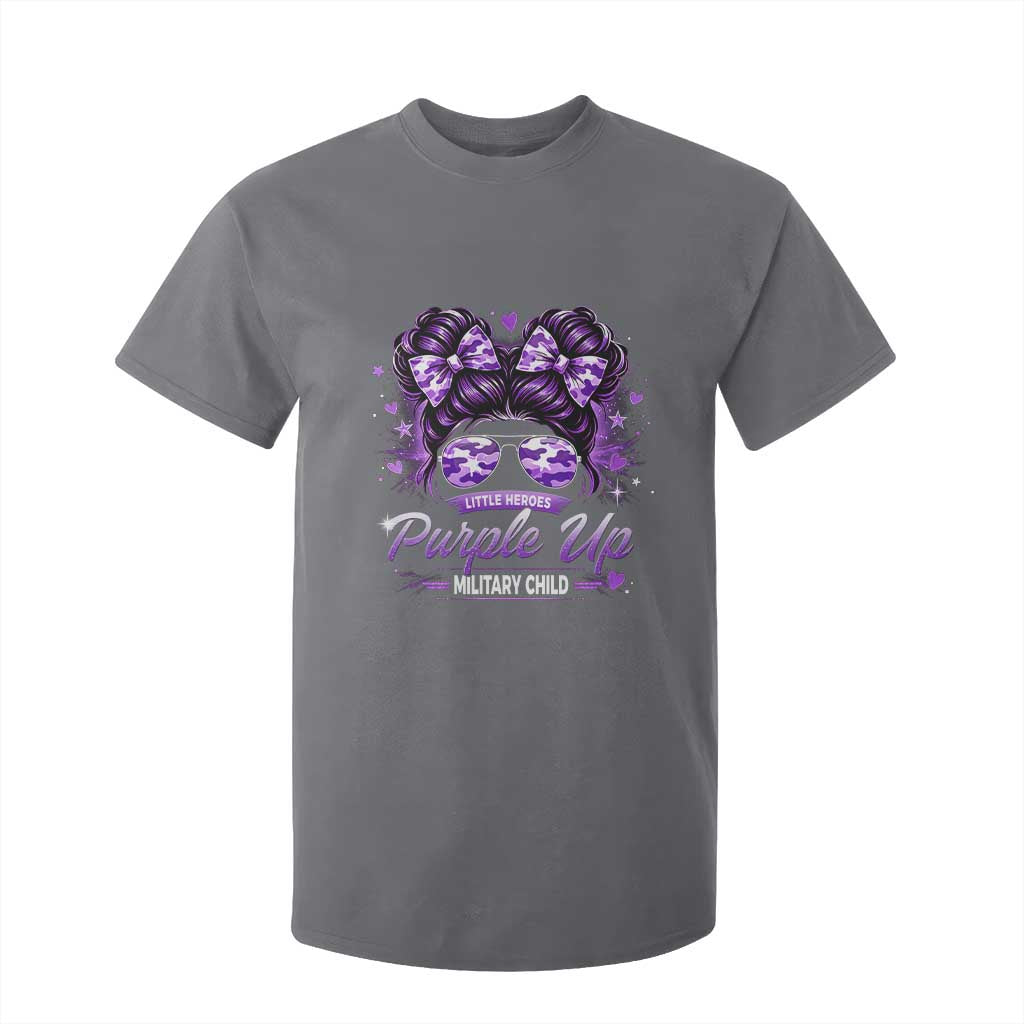 Purple Up Military Child T Shirt For Kid Camo Messy Bun Military Kid Month TS10 Charcoal Print Your Wear
