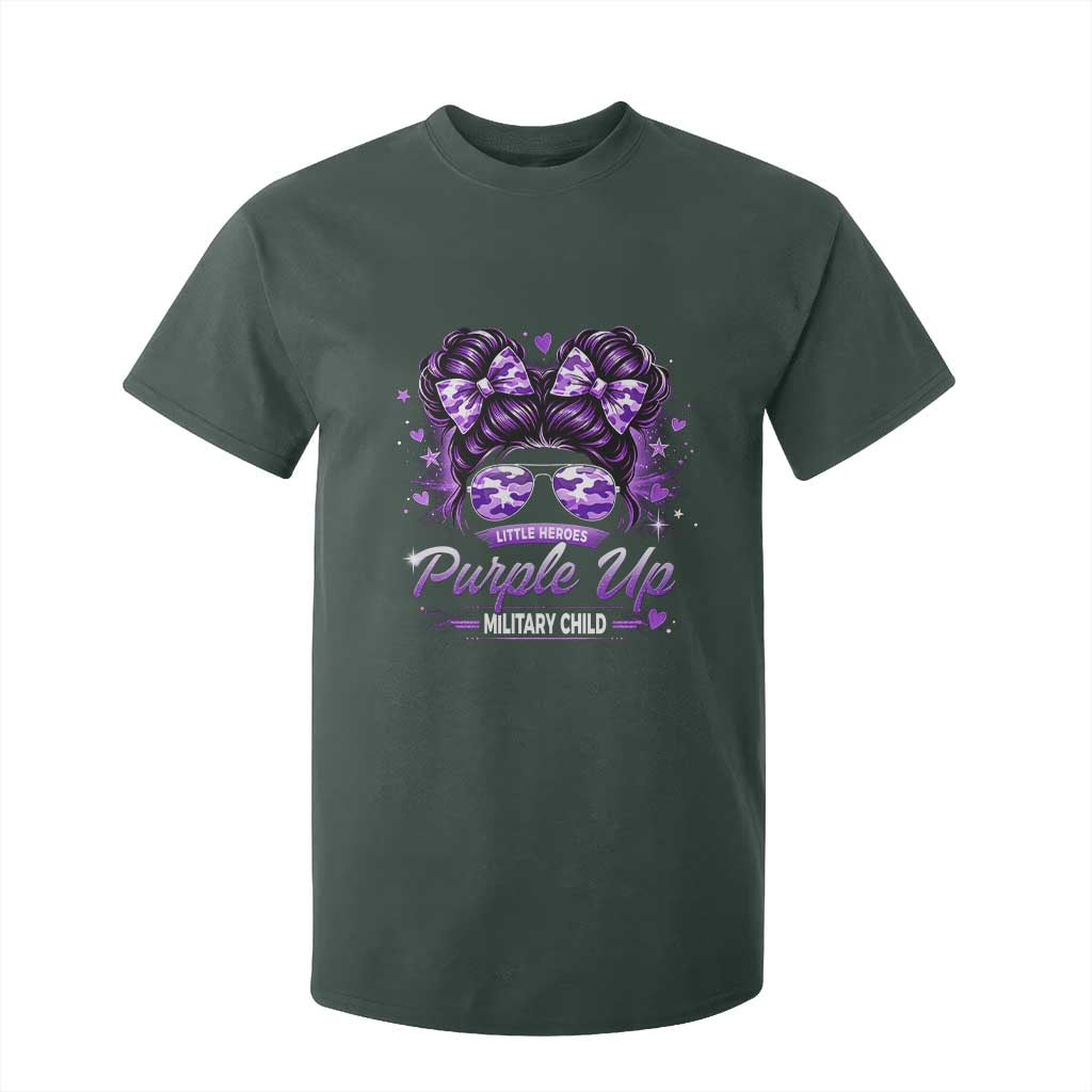 Purple Up Military Child T Shirt For Kid Camo Messy Bun Military Kid Month TS10 Dark Forest Green Print Your Wear
