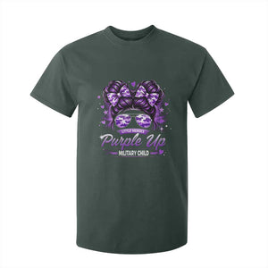 Purple Up Military Child T Shirt For Kid Camo Messy Bun Military Kid Month TS10 Dark Forest Green Print Your Wear