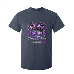 Purple Up Military Child T Shirt For Kid Camo Messy Bun Military Kid Month TS10 Navy Print Your Wear