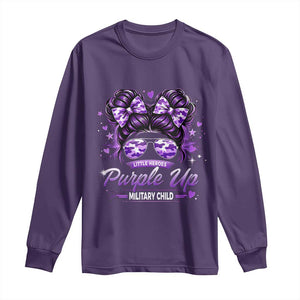 Purple Up Military Child Long Sleeve Shirt Camo Messy Bun Military Kid Month TS10 Purple Print Your Wear