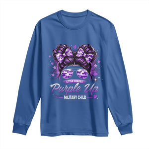 Purple Up Military Child Long Sleeve Shirt Camo Messy Bun Military Kid Month TS10 Royal Blue Print Your Wear