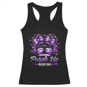 Purple Up Military Child Racerback Tank Top Camo Messy Bun Military Kid Month TS10 Black Print Your Wear