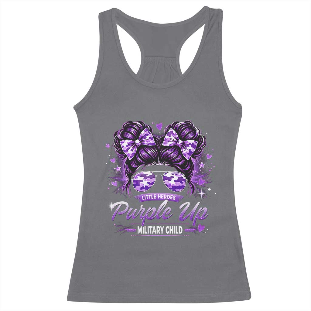 Purple Up Military Child Racerback Tank Top Camo Messy Bun Military Kid Month TS10 Charcoal Print Your Wear