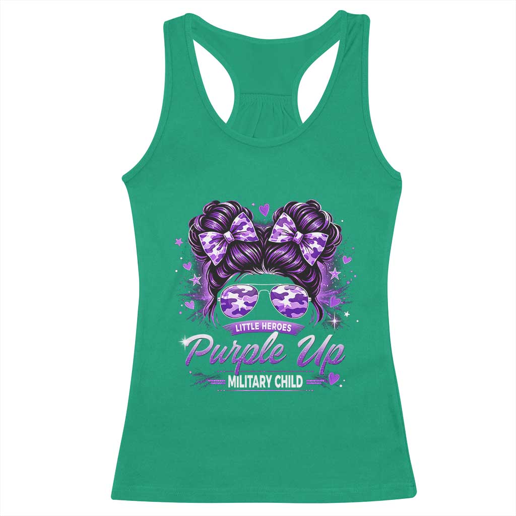 Purple Up Military Child Racerback Tank Top Camo Messy Bun Military Kid Month TS10 Irish Green Print Your Wear