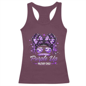 Purple Up Military Child Racerback Tank Top Camo Messy Bun Military Kid Month TS10 Maroon Print Your Wear