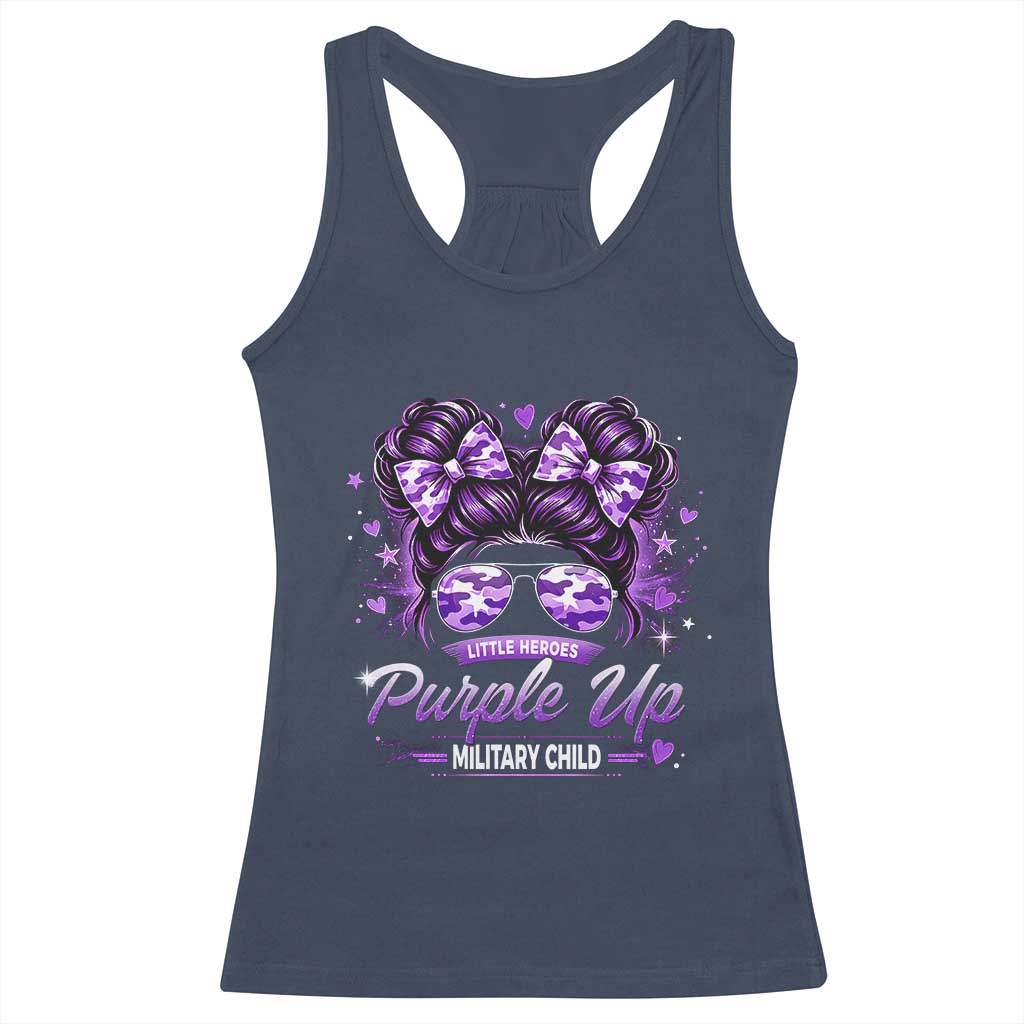 Purple Up Military Child Racerback Tank Top Camo Messy Bun Military Kid Month TS10 Navy Print Your Wear