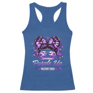Purple Up Military Child Racerback Tank Top Camo Messy Bun Military Kid Month TS10 Royal Blue Print Your Wear