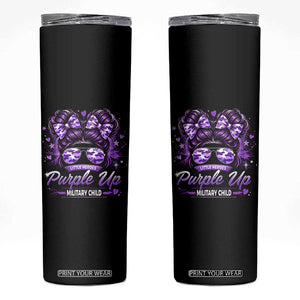 Purple Up Military Child Skinny Tumbler Camo Messy Bun Military Kid Month TS10 Black Print Your Wear