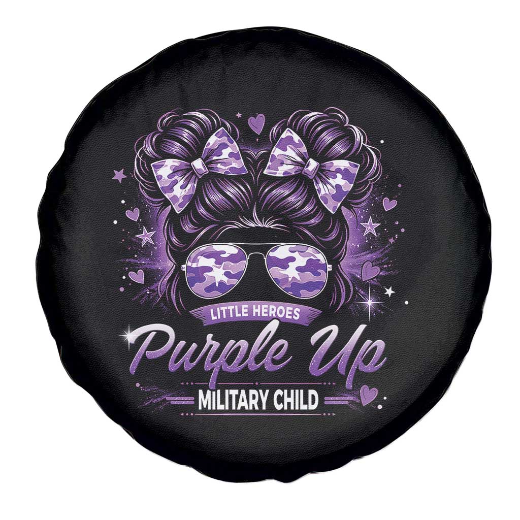 Purple Up Military Child Spare Tire Cover Camo Messy Bun Military Kid Month TS10 Print Your Wear
