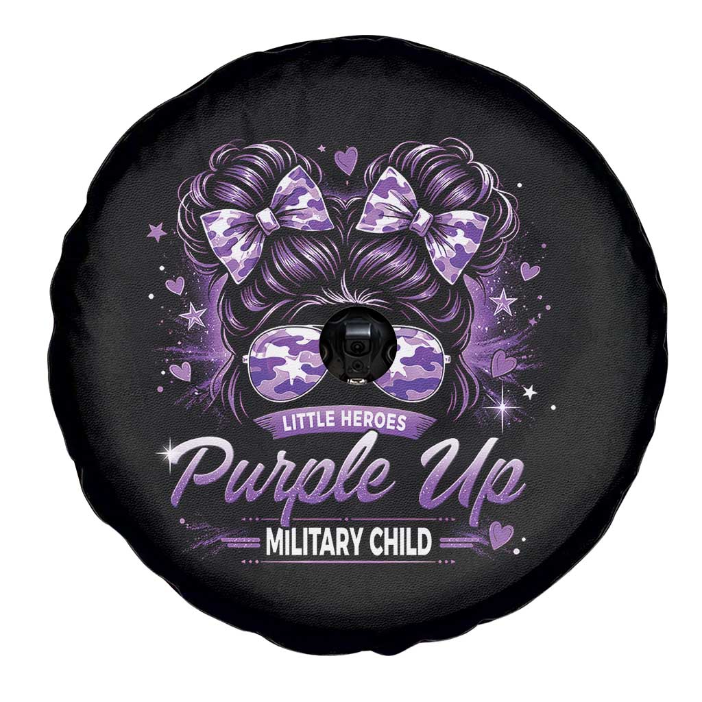 Purple Up Military Child Spare Tire Cover Camo Messy Bun Military Kid Month TS10 Print Your Wear