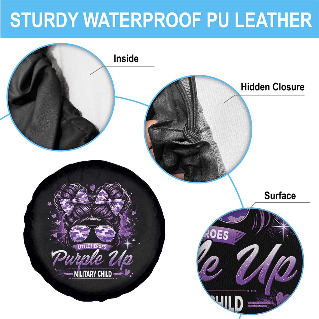 Purple Up Military Child Spare Tire Cover Camo Messy Bun Military Kid Month TS10 Print Your Wear