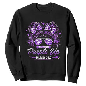 Purple Up Military Child Sweatshirt Camo Messy Bun Military Kid Month TS10 Black Print Your Wear