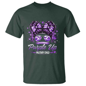 Purple Up Military Child T Shirt Camo Messy Bun Military Kid Month TS10 Dark Forest Green Print Your Wear