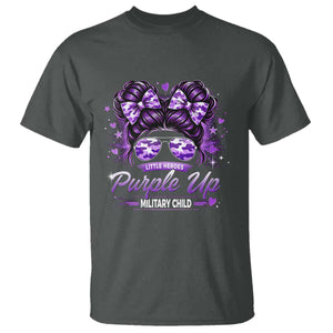 Purple Up Military Child T Shirt Camo Messy Bun Military Kid Month TS10 Dark Heather Print Your Wear