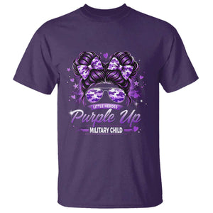 Purple Up Military Child T Shirt Camo Messy Bun Military Kid Month TS10 Purple Print Your Wear