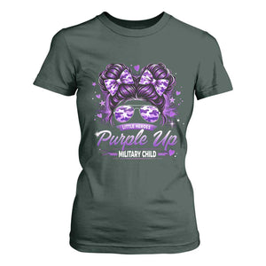 Purple Up Military Child T Shirt For Women Camo Messy Bun Military Kid Month TS10 Dark Forest Green Print Your Wear