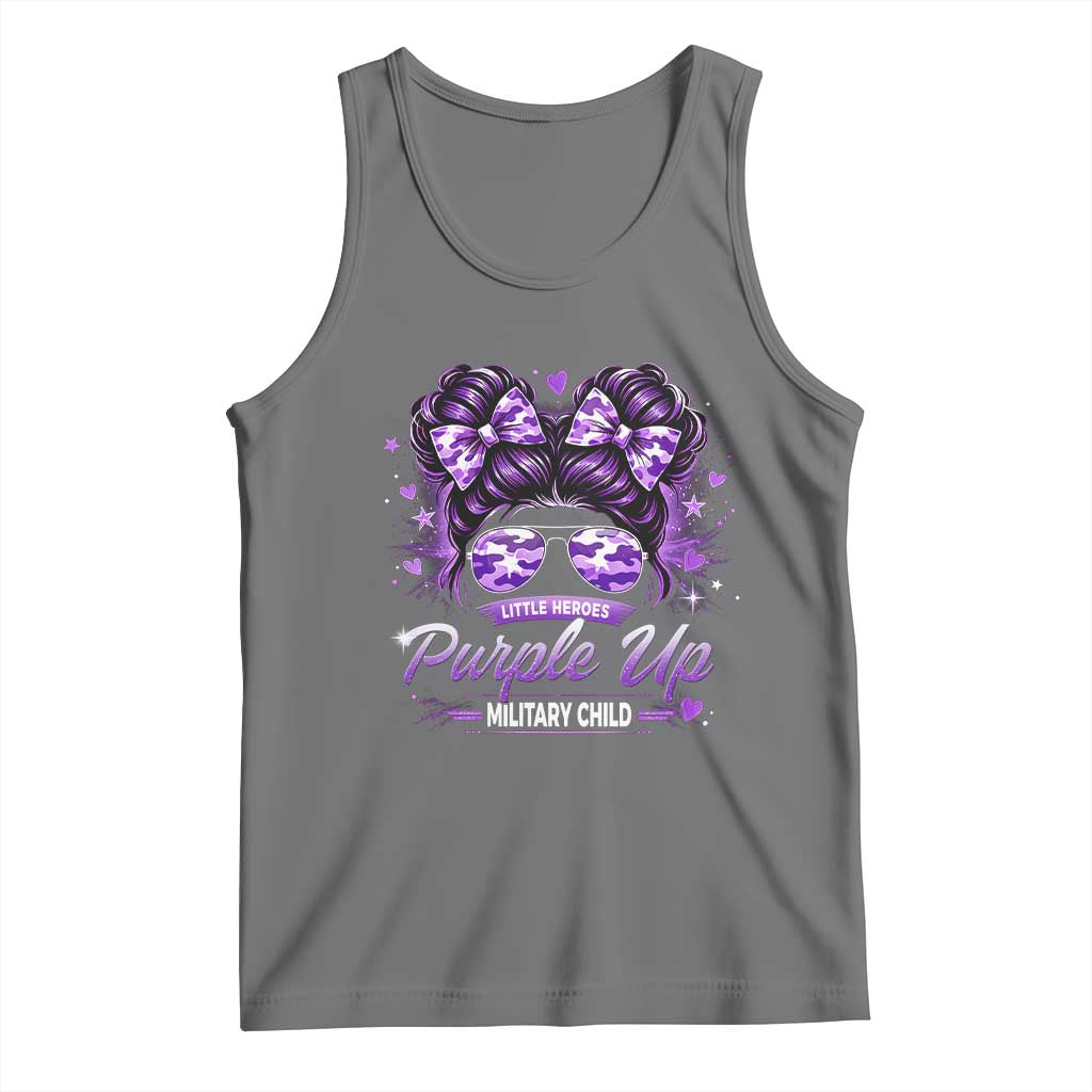 Purple Up Military Child Tank Top Camo Messy Bun Military Kid Month TS10 Black Heather Print Your Wear