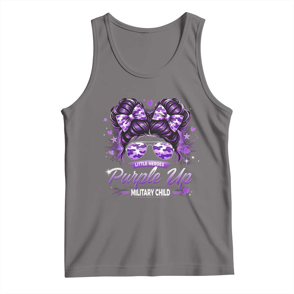 Purple Up Military Child Tank Top Camo Messy Bun Military Kid Month TS10 Deep Heather Print Your Wear