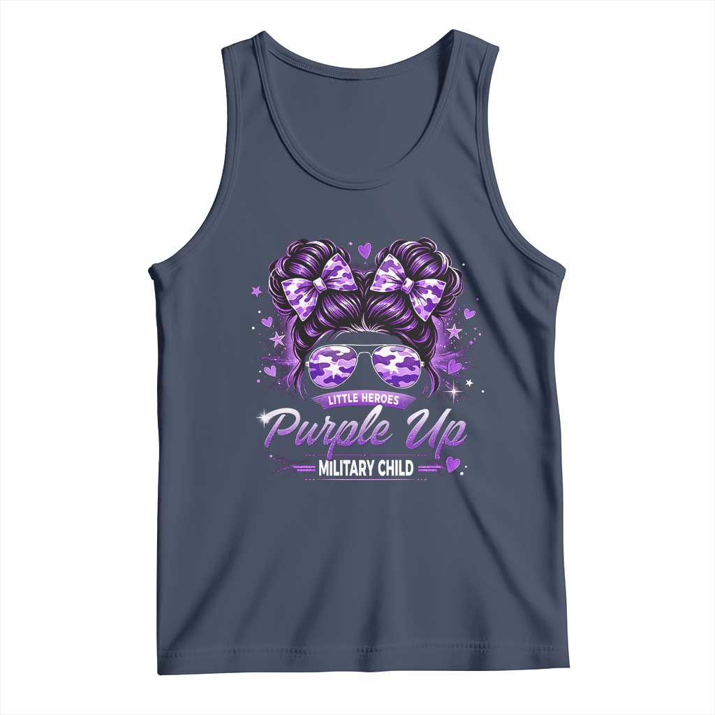 Purple Up Military Child Tank Top Camo Messy Bun Military Kid Month TS10 Navy Print Your Wear