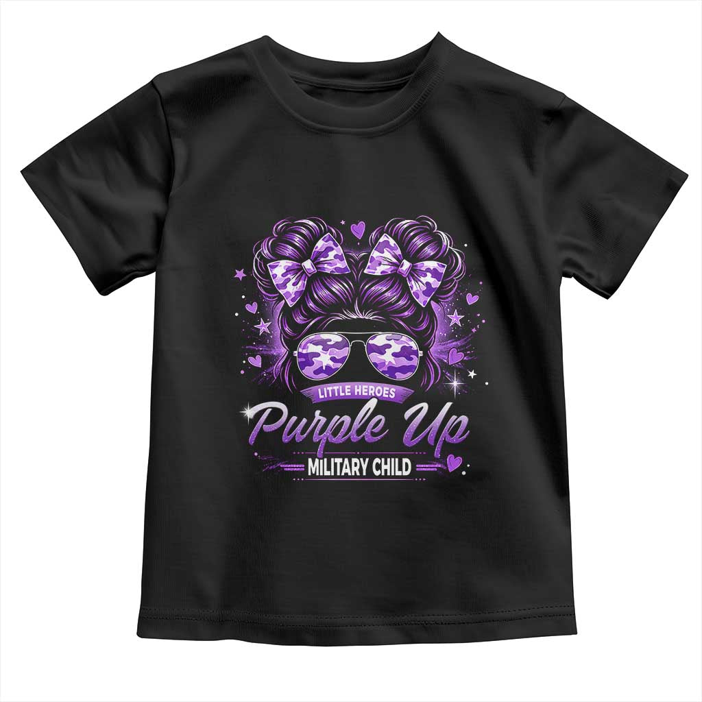 Purple Up Military Child Toddler T Shirt Camo Messy Bun Military Kid Month TS10 Black Print Your Wear