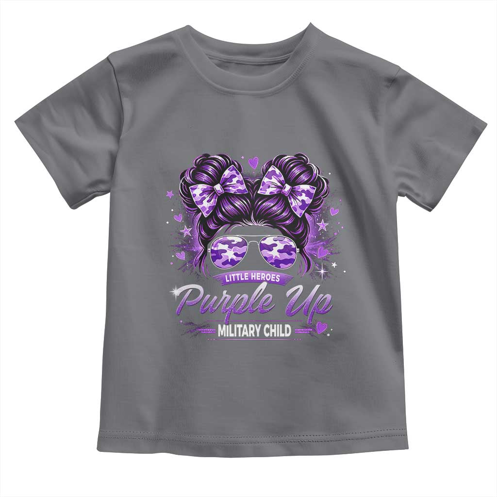 Purple Up Military Child Toddler T Shirt Camo Messy Bun Military Kid Month TS10 Charcoal Print Your Wear