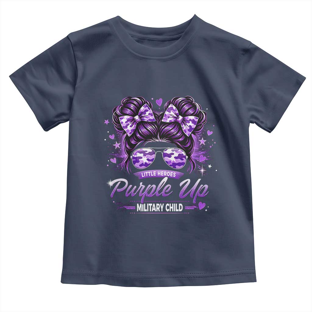 Purple Up Military Child Toddler T Shirt Camo Messy Bun Military Kid Month TS10 Navy Print Your Wear