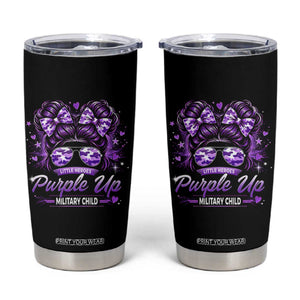 Purple Up Military Child Tumbler Cup Camo Messy Bun Military Kid Month TS10 Black Print Your Wear