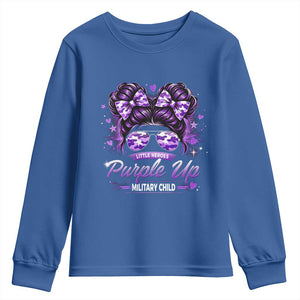 Purple Up Military Child Youth Sweatshirt Camo Messy Bun Military Kid Month TS10 Royal Blue Print Your Wear