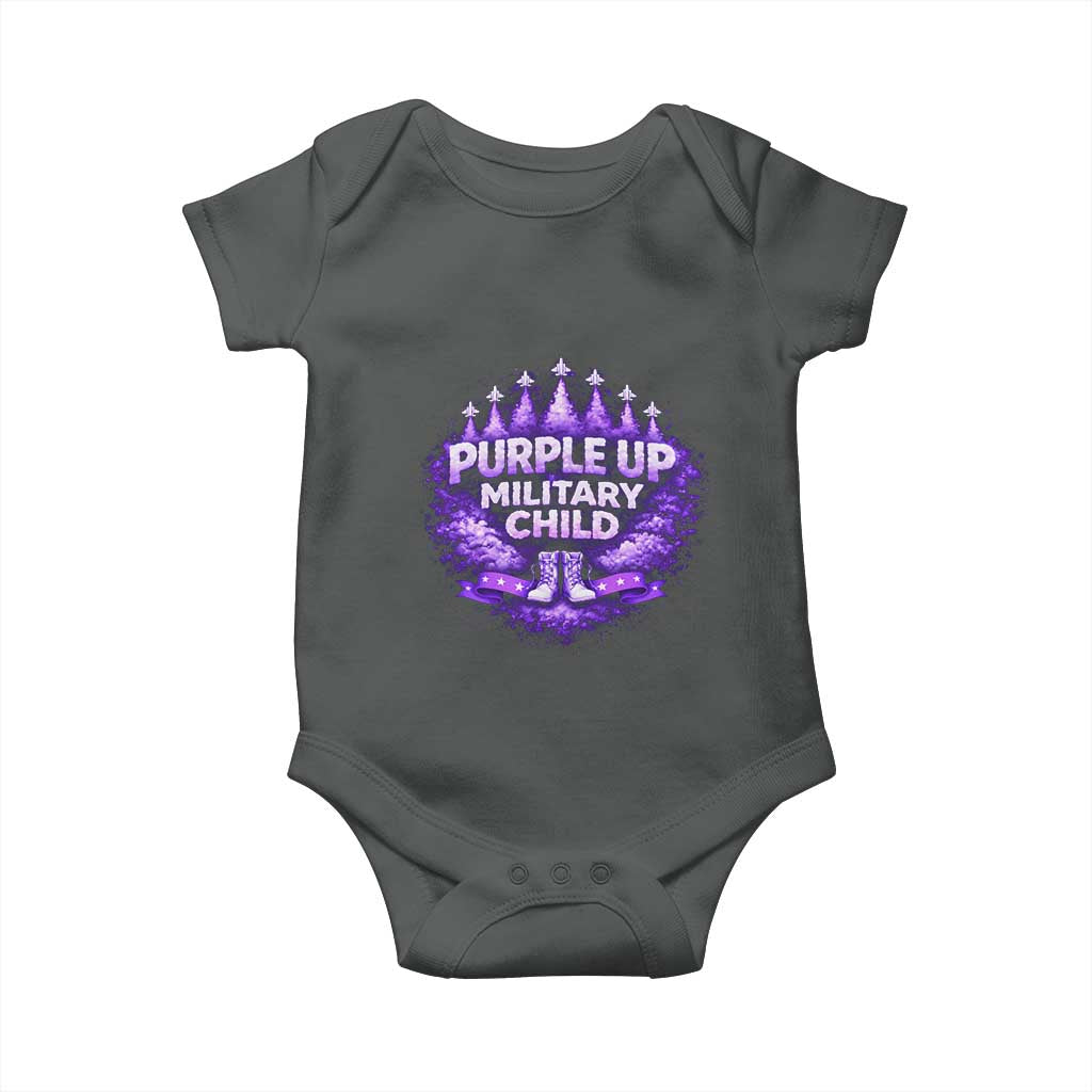 Purple Up Military Child Baby Onesie Proud Military Kid TS10 Dark Heather Print Your Wear