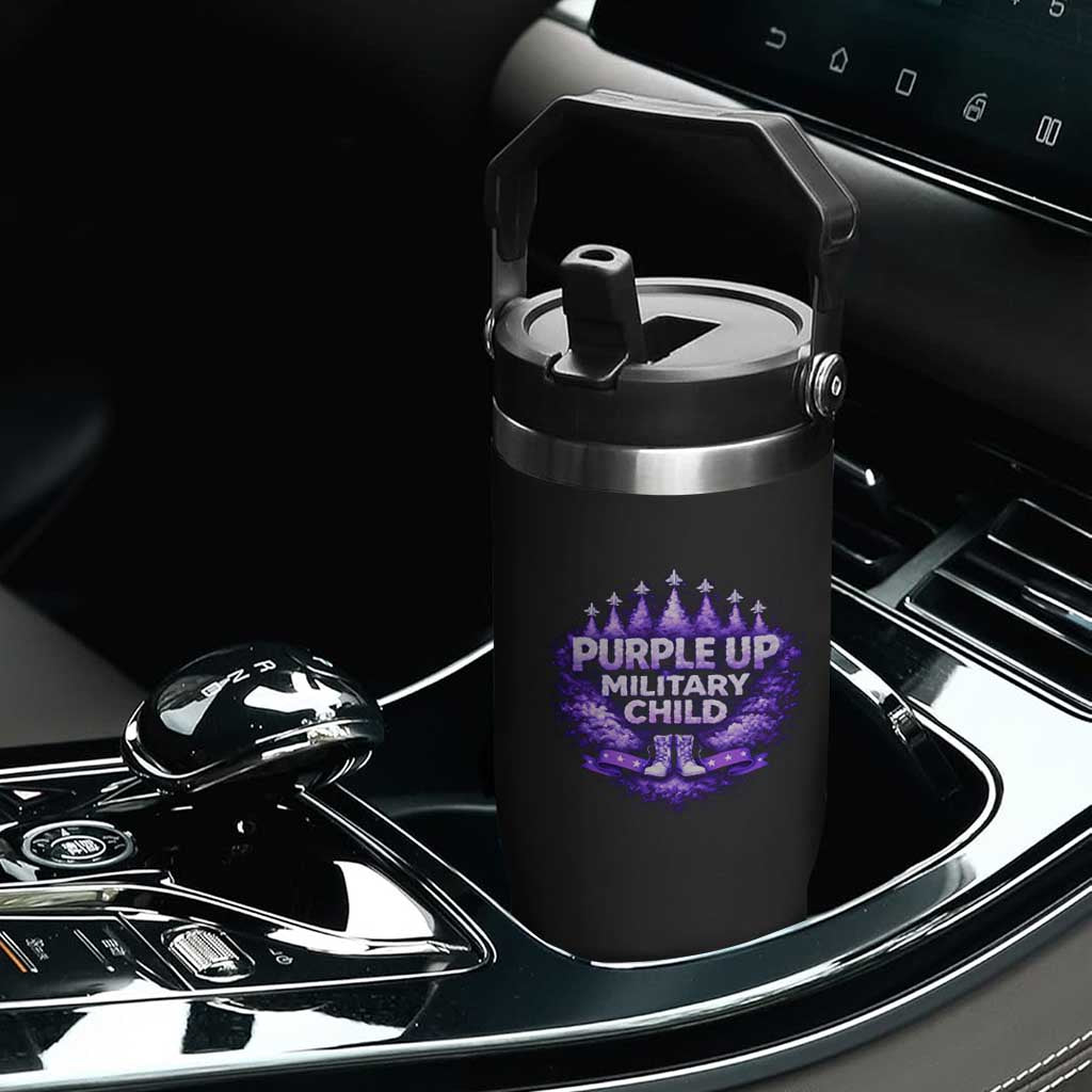 Purple Up Military Child Flip Straw Tumbler Proud Military Kid TS10 Print Your Wear