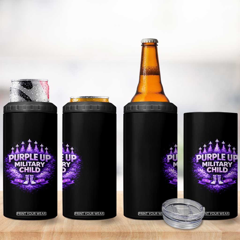 Purple Up Military Child 4 in 1 Can Cooler Tumbler Proud Military Kid TS10 Print Your Wear
