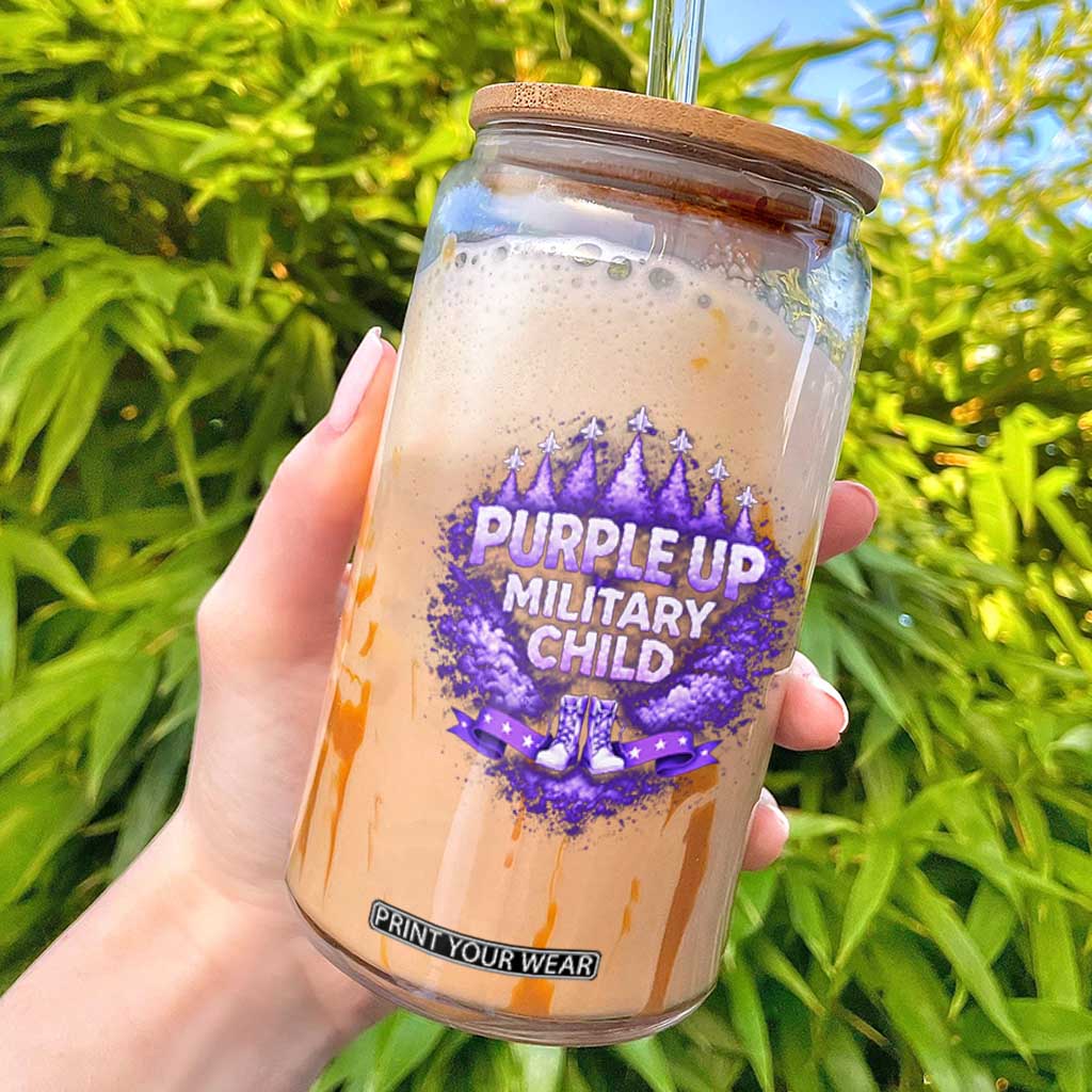 Purple Up Military Child Glass Can Proud Military Kid TS10 Black Print Your Wear