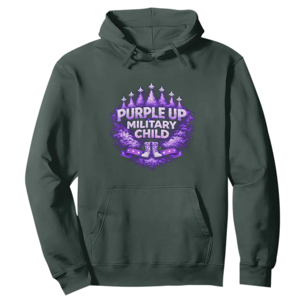 Purple Up Military Child Hoodie Proud Military Kid TS10 Dark Forest Green Print Your Wear