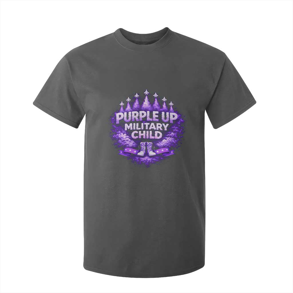 Purple Up Military Child T Shirt For Kid Proud Military Kid TS10 Dark Heather Print Your Wear
