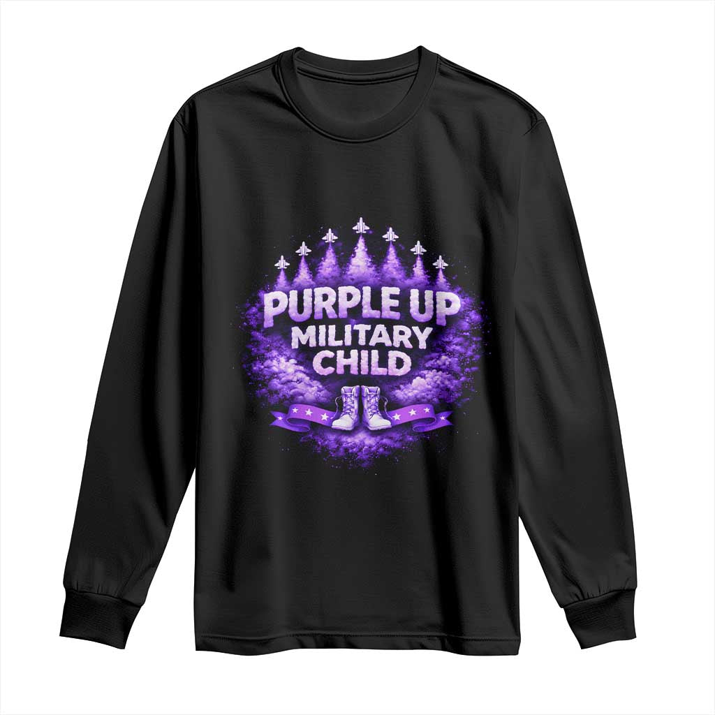 Purple Up Military Child Long Sleeve Shirt Proud Military Kid TS10 Black Print Your Wear