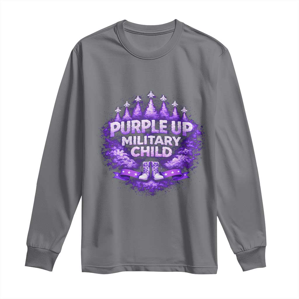 Purple Up Military Child Long Sleeve Shirt Proud Military Kid TS10 Charcoal Print Your Wear