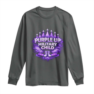 Purple Up Military Child Long Sleeve Shirt Proud Military Kid TS10 Dark Heather Print Your Wear