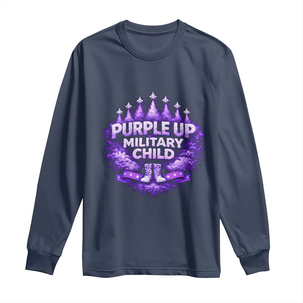 Purple Up Military Child Long Sleeve Shirt Proud Military Kid TS10 Navy Print Your Wear