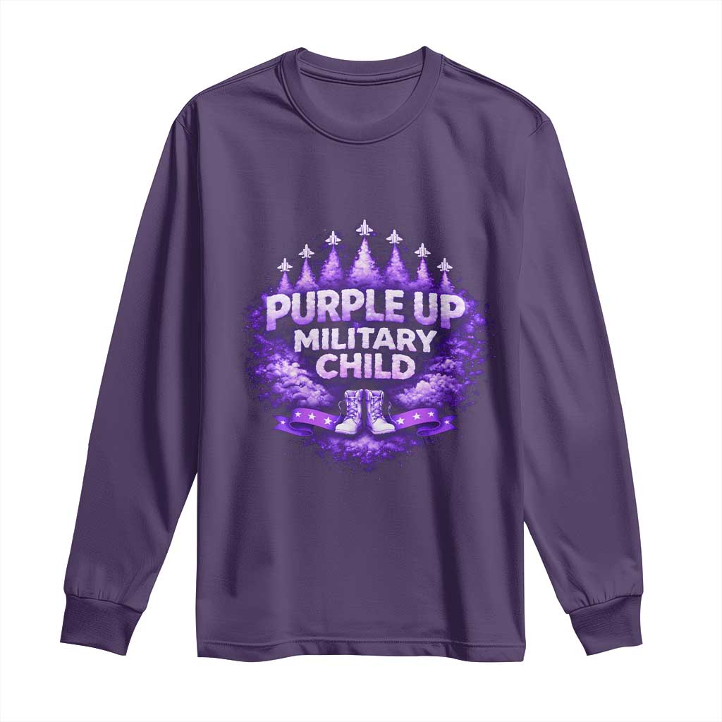Purple Up Military Child Long Sleeve Shirt Proud Military Kid TS10 Purple Print Your Wear