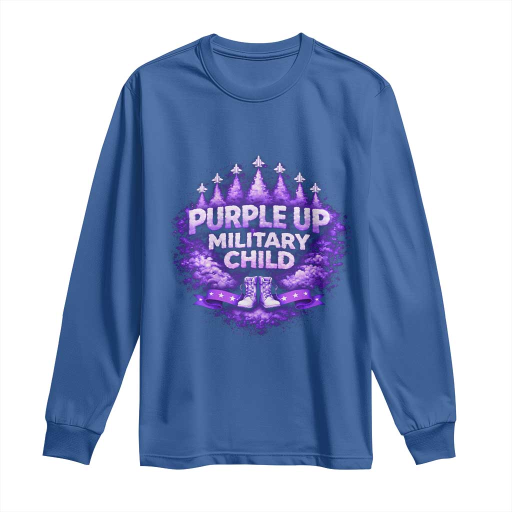 Purple Up Military Child Long Sleeve Shirt Proud Military Kid TS10 Royal Blue Print Your Wear