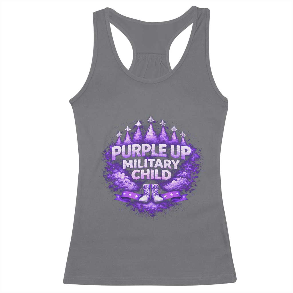 Purple Up Military Child Racerback Tank Top Proud Military Kid TS10 Charcoal Print Your Wear
