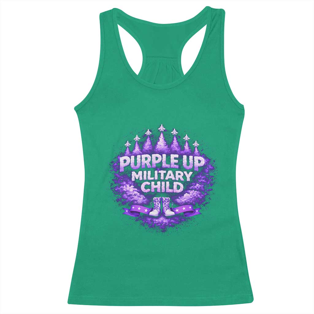 Purple Up Military Child Racerback Tank Top Proud Military Kid TS10 Irish Green Print Your Wear