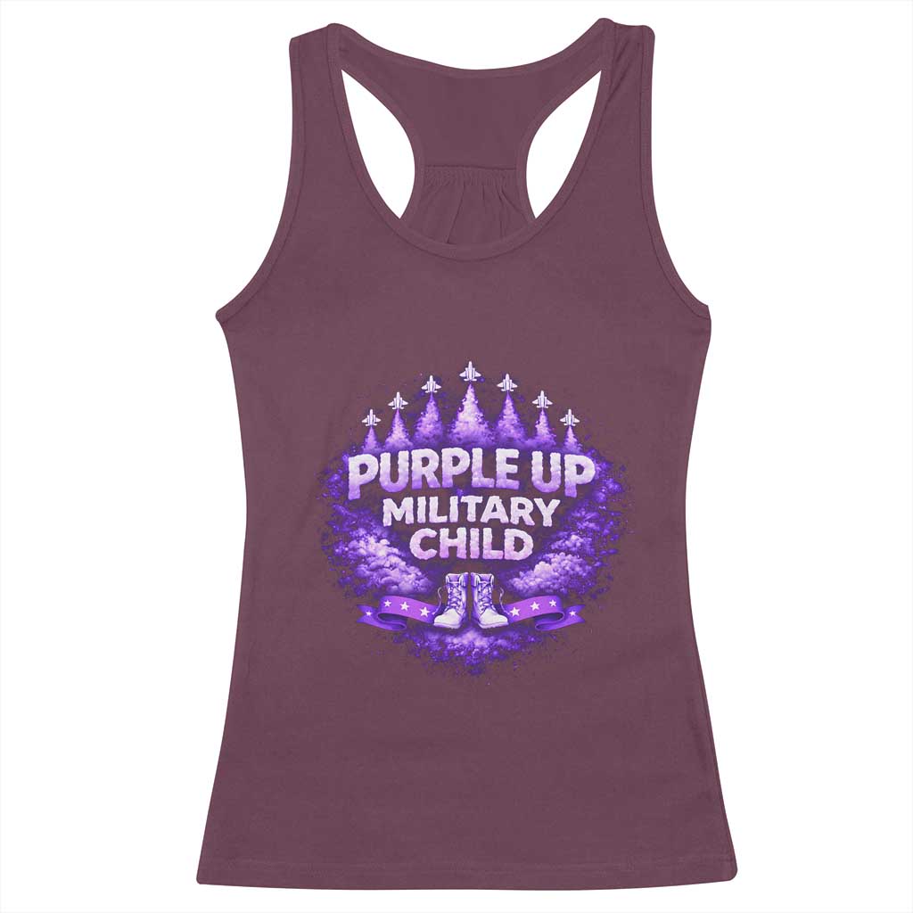 Purple Up Military Child Racerback Tank Top Proud Military Kid TS10 Maroon Print Your Wear