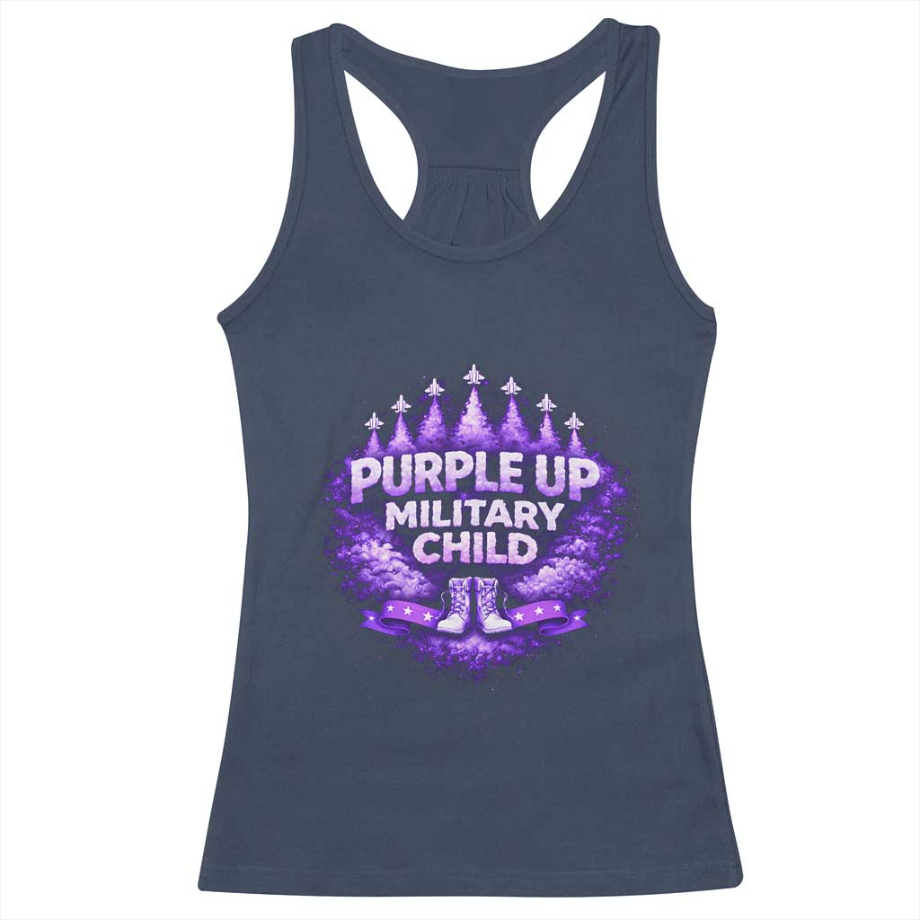 Purple Up Military Child Racerback Tank Top Proud Military Kid TS10 Navy Print Your Wear